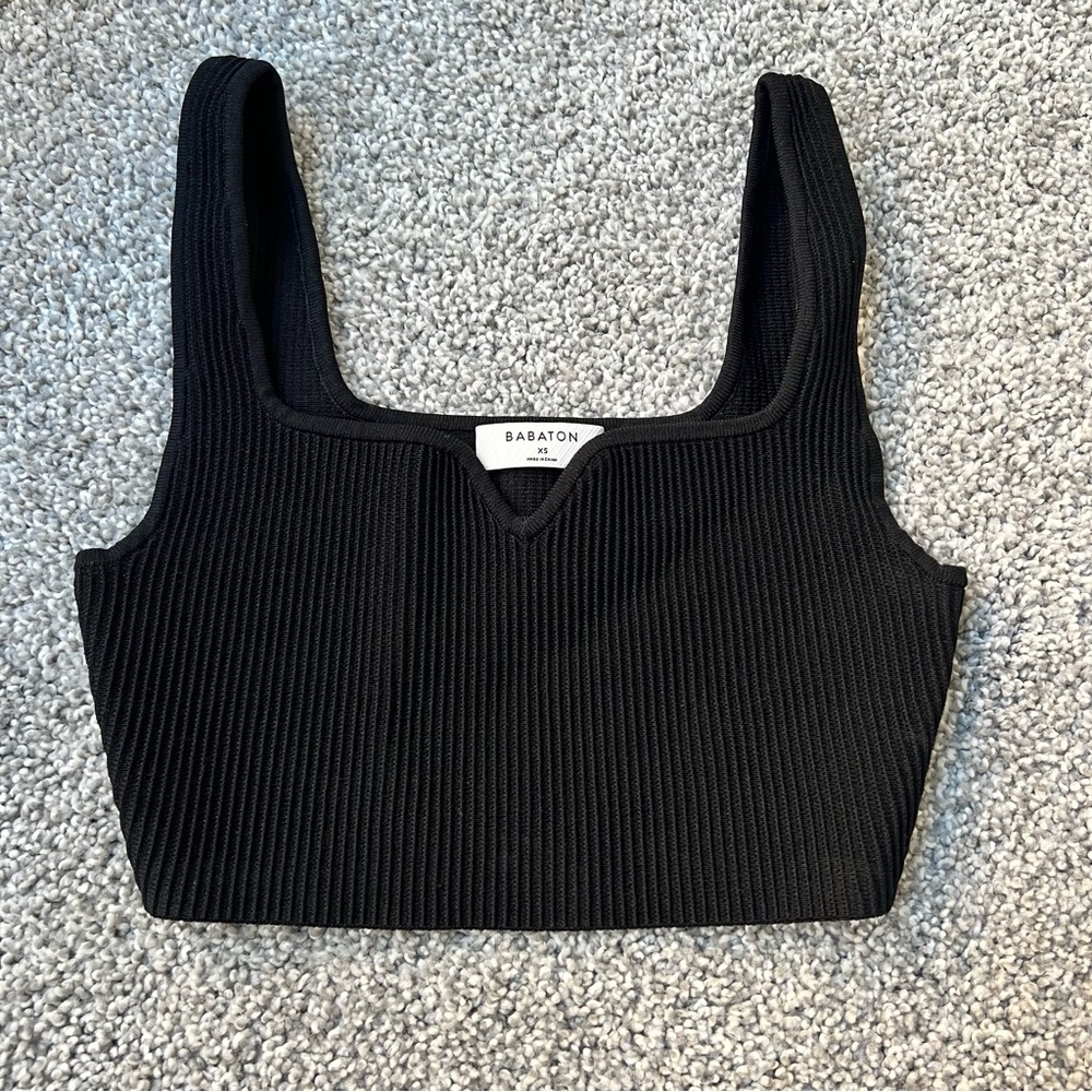 Artizia Babaton Black Ribbed Crop Top